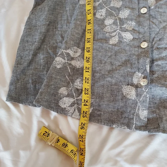 Habitat Women's Plus Size XXL Blouse Oversized Lagenlook Gray Linen Boho - Picture 8 of 11